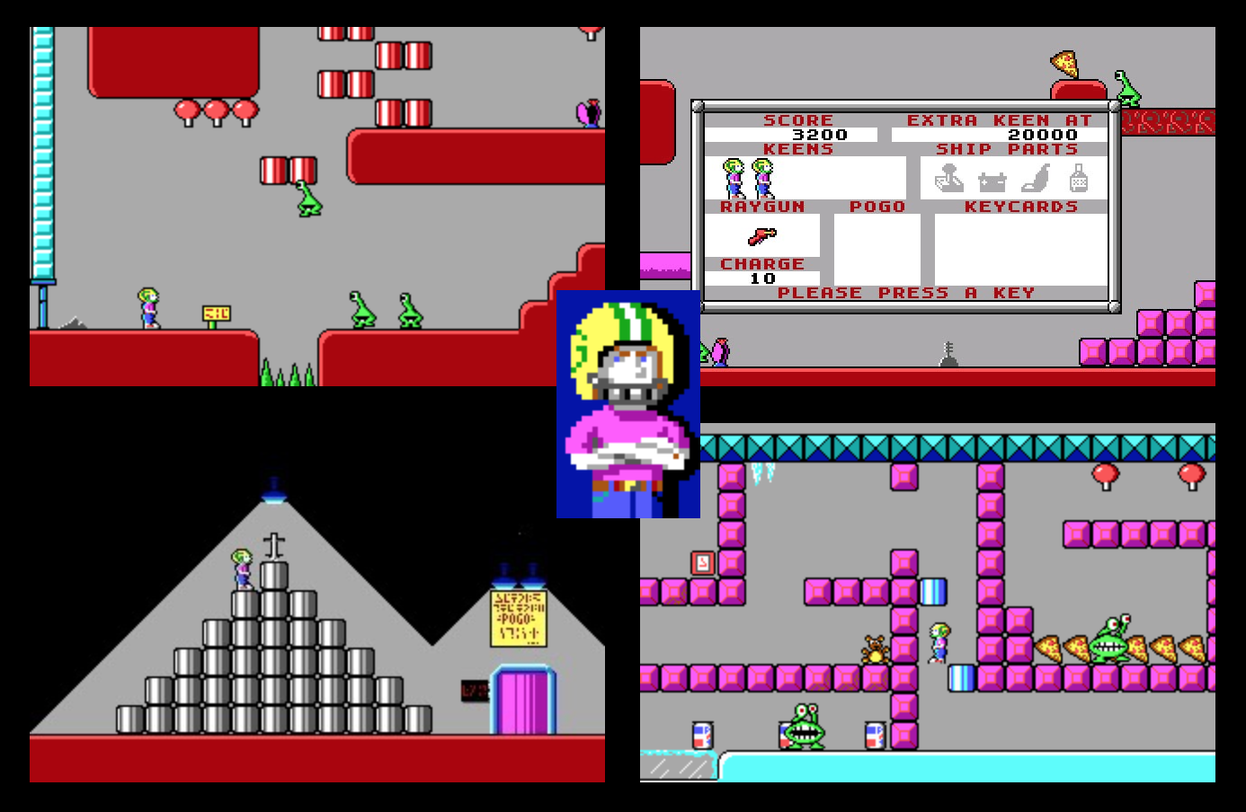 Various screenshots from Commander Keen 1